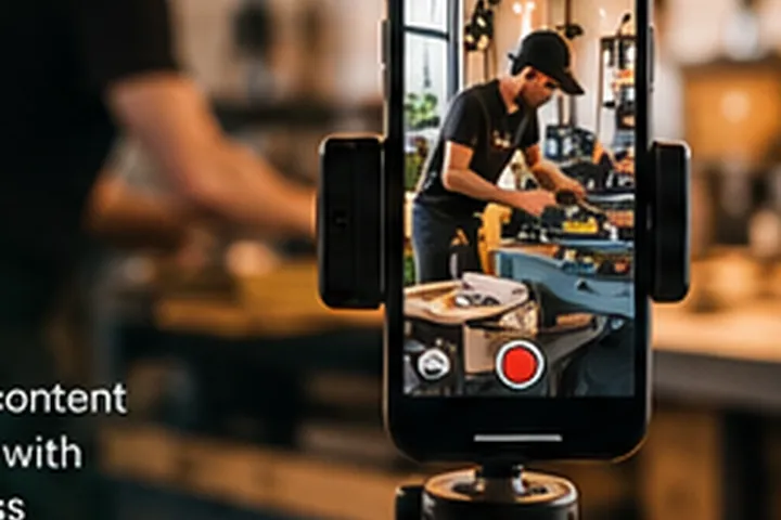Camera and lights on a professional social media content production set